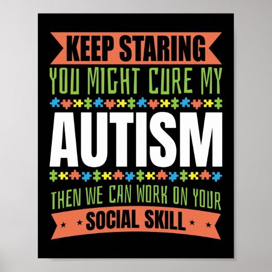 Autism Son Child Daughter Behielt Staring Cure my Poster (Vorne)