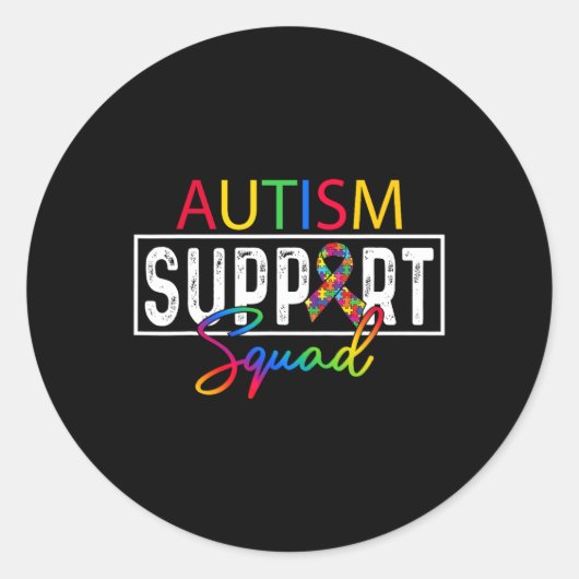 Autism-Squad-Bewusstseins-Autismus-Support-Team-Gr Runder Aufkleber (Vorderseite)