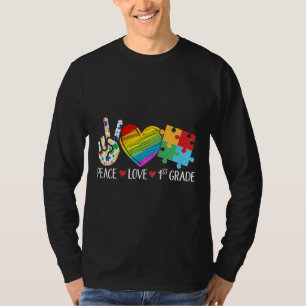 Autism Student Teacher Kids Peace Love Autism Firs T-Shirt