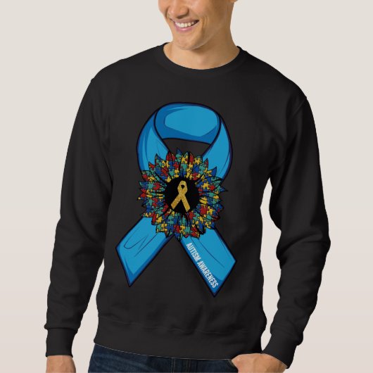 Autism Sunflower Blue Ribbon In April We Wear Blue Sweatshirt (Vorderseite)
