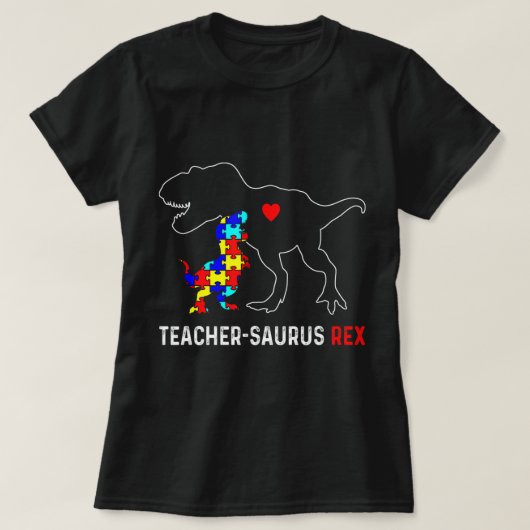 Autism Teacher Dinosaur Teachersaurus Rex Awarenes T-Shirt (Design vorne)