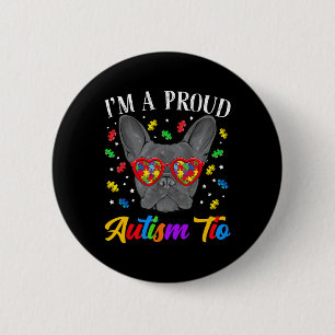 Autism Tio French Bulldog Dog Puzzle Gles Button