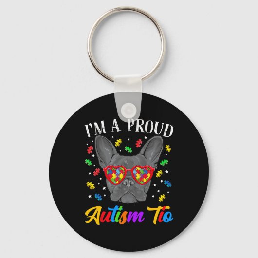 Autism Tio French Bulldog Dog Puzzle Gles Schlüsselanhänger (Vorderseite)