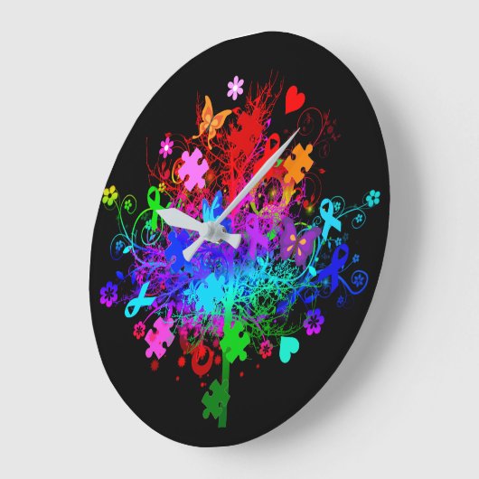 Autism Tree in Spectrum Große Wanduhr (Winkel)