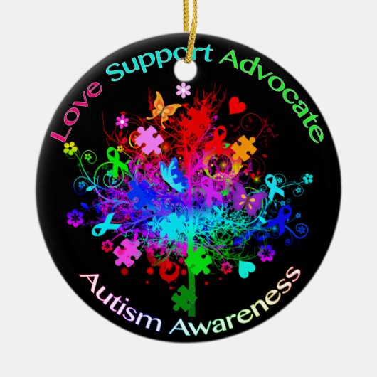 Autism Tree in Spectrum Keramik Ornament (Vorne)