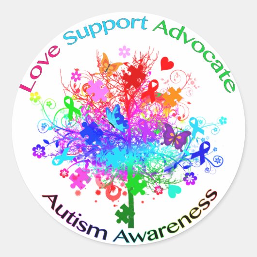 Autism Tree in Spectrum Runder Aufkleber (Vorderseite)