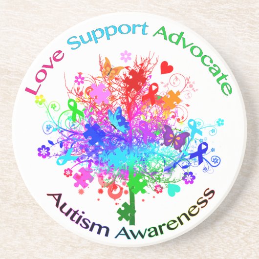 Autism Tree in Spectrum Sandstein Untersetzer (Vorne)