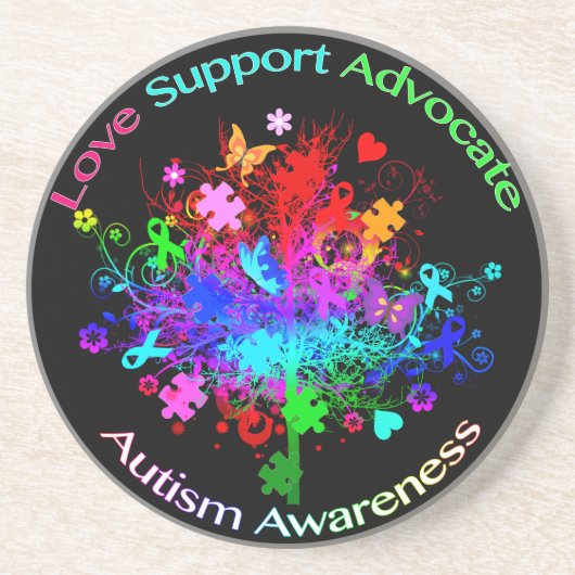 Autism Tree in Spectrum Sandstein Untersetzer (Vorne)