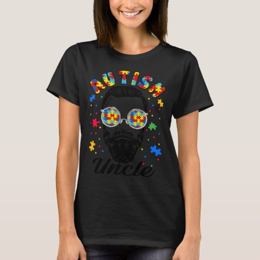 Autism Uncle Autism Awareness Family Matching Bear T-Shirt (Vorderseite)