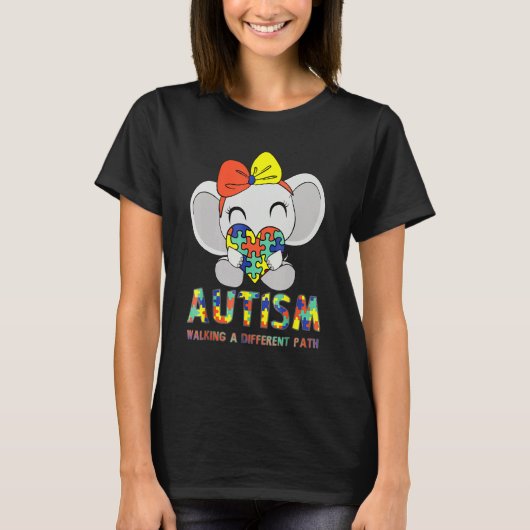 Autism Walking A Different Path Cute Elephant Auti T-Shirt (Vorderseite)