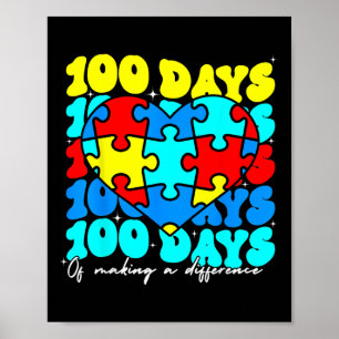 Autismus 100 Tage 100. Schullehrerautismus Poster