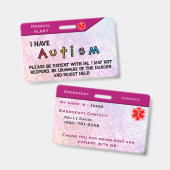 Autismus-Abzeichen pink Ausweis (Vorder- & Rückseite)