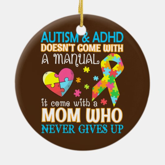 Autismus & Adhd kommt nicht mit manueller Hilfe Keramik Ornament (Hinten)