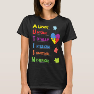 Autismus-Akronym und Puzzleteil T-Shirt