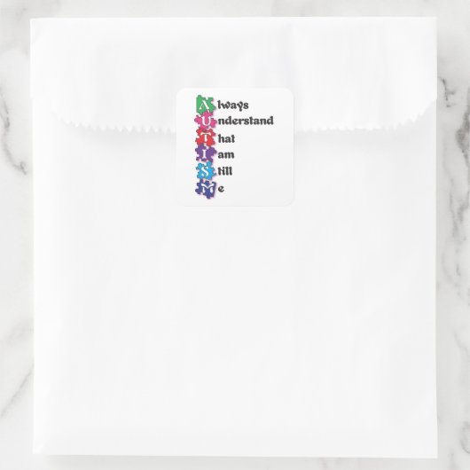 Autismus Akrostisches Gedicht Quadratischer Aufkleber (Tasche)