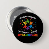 Autismus-Akzeptanz-Befürworter-Bildungs-Regenbogen Button (Vorne & Hinten)