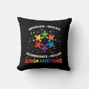Autismus-Akzeptanz-Befürworter-Bildungs-Regenbogen Kissen