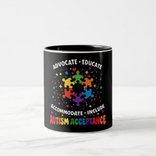Autismus-Akzeptanz-Befürworter-Bildungs-Regenbogen Zweifarbige Tasse