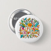 Autismus Akzeptanz Farbige Blume Button (Vorne & Hinten)