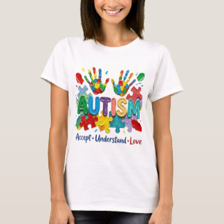 Autismus-Akzeptanz PNG-Design, lebendiges 3D-Puzzl T-Shirt