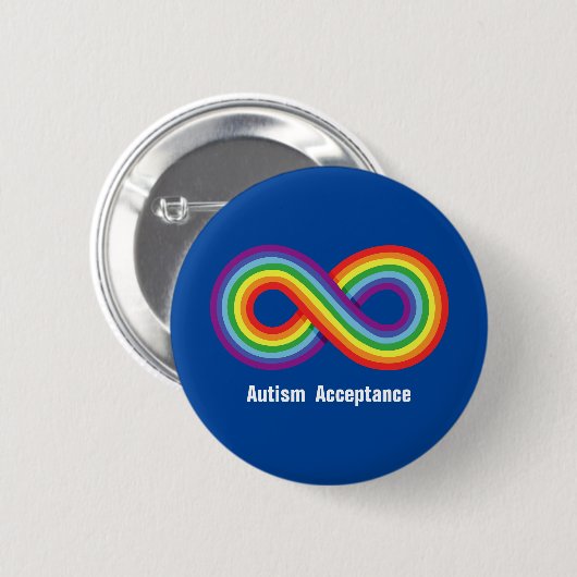 Autismus Akzeptanz Rainbow Infinity Button (Vorne & Hinten)
