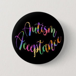 Autismus Akzeptanz Rainbow Typografie auf schwarz Button