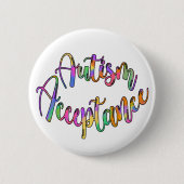 Autismus Akzeptanz Rainbow Typografie Button (Vorderseite)