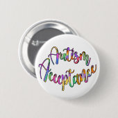 Autismus Akzeptanz Rainbow Typografie Button (Vorne & Hinten)