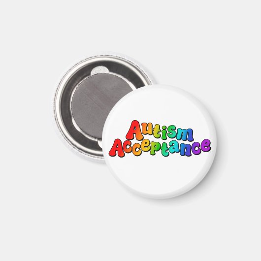 Autismus Akzeptanz Rainbow Typografie Magnet (Vorderseite/Rückseite)