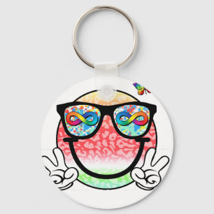 Autismus-Akzeptanz-Smiley (2 Schlüsselanhänger
