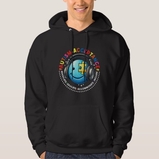 Autismus-Akzeptanz-Smiley Hoodie (Vorderseite)