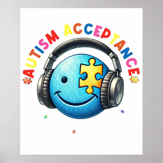 Autismus-Akzeptanz-Smiley  Poster (Vorne)