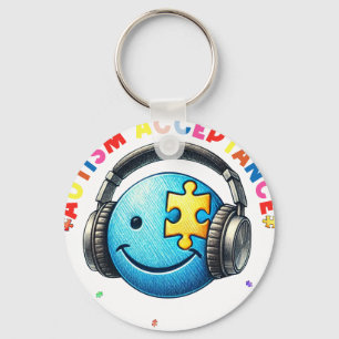 Autismus Akzeptanz Smiley  Schlüsselanhänger