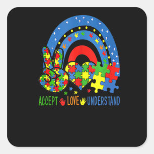 Autismus Akzeptiere Liebe Verstehe Puzzle-Teile Ti Quadratischer Aufkleber