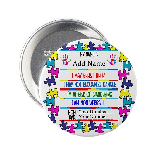 Autismus-Alarm Nicht-verbaler Pin-Button-Abzeichen Button