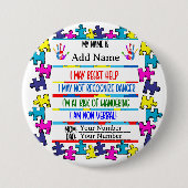 Autismus-Alarm Nicht-verbaler Pin-Button-Abzeichen Button (Vorderseite)