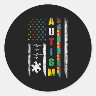 Autismus American Flag Puzzle Autismus Bewusstsein Runder Aufkleber