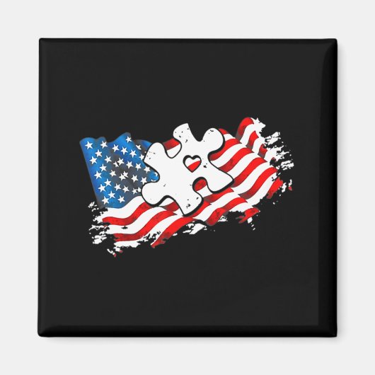 Autismus American Flag Puzzle Autismus Sensibilisi Magnet (Vorne)