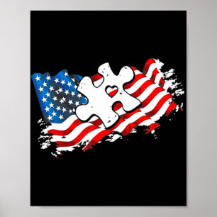Autismus American Flag Puzzle Autismus Sensibilisi Poster