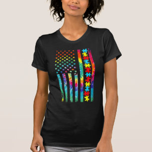 Autismus American Flag T-Shirt Gefärbte Krawatte A