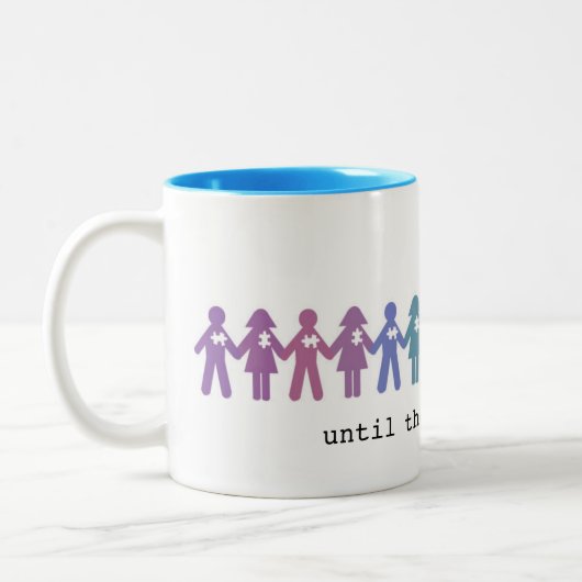 Autismus-Annahme-Tasse… Bis die Stücke passten Zweifarbige Tasse (Links)