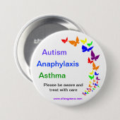 Autismus, Asthma, Anaphylaxis-Abzeichen - groß Button (Vorne & Hinten)