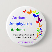 Autismus, Asthma, Anaphylaxis-Abzeichen - groß Button (Vorderseite)