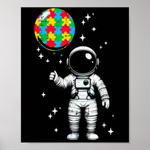 Autismus-Astronaut-Puzzle-Ballon süß asd Bewusstse Poster