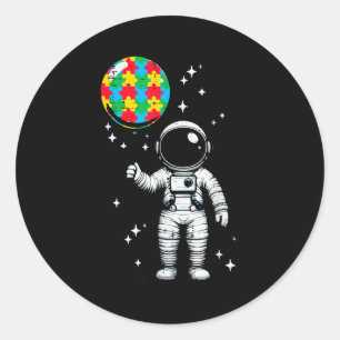 Autismus-Astronaut-Puzzle-Ballon süß asd Bewusstse Runder Aufkleber
