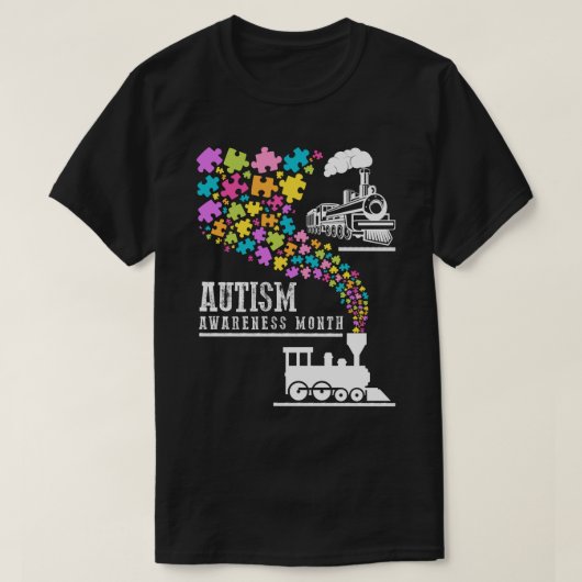 Autismus Aufklärung Monat Puzzles Zug T-Shirt (Design vorne)