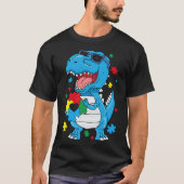 Autismus Aufmerksamkeit T Rex Dinosaurier Puzzle P T-Shirt (Vorderseite)