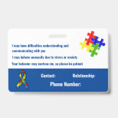 Autismus Ausweis (Rückseite)