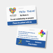 Autismus Ausweis (Vorder- & Rückseite)