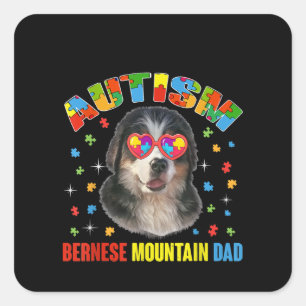 Autismus Autismus Bernese Mountain Hund Vater Puz Quadratischer Aufkleber